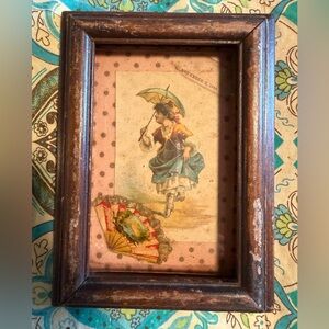 Antique framed Victorian-era trade card or greeting card art.